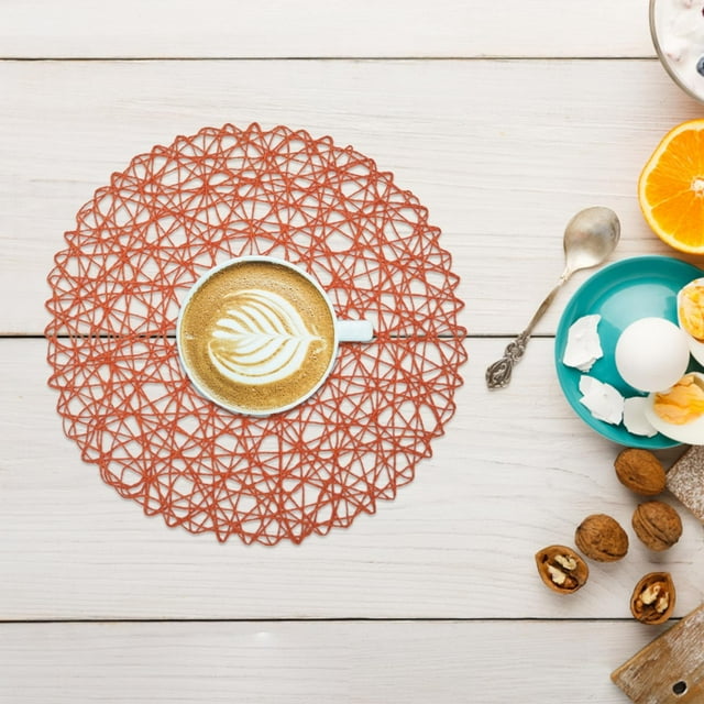 pdqouc 6 Pack Fine Paper Rope Messy Knitting Placemats Paper Placemats Restaurant Table Decoration Kindergarten DIY Props Background Plate Mat Round Table Place Mats Indoor Dining