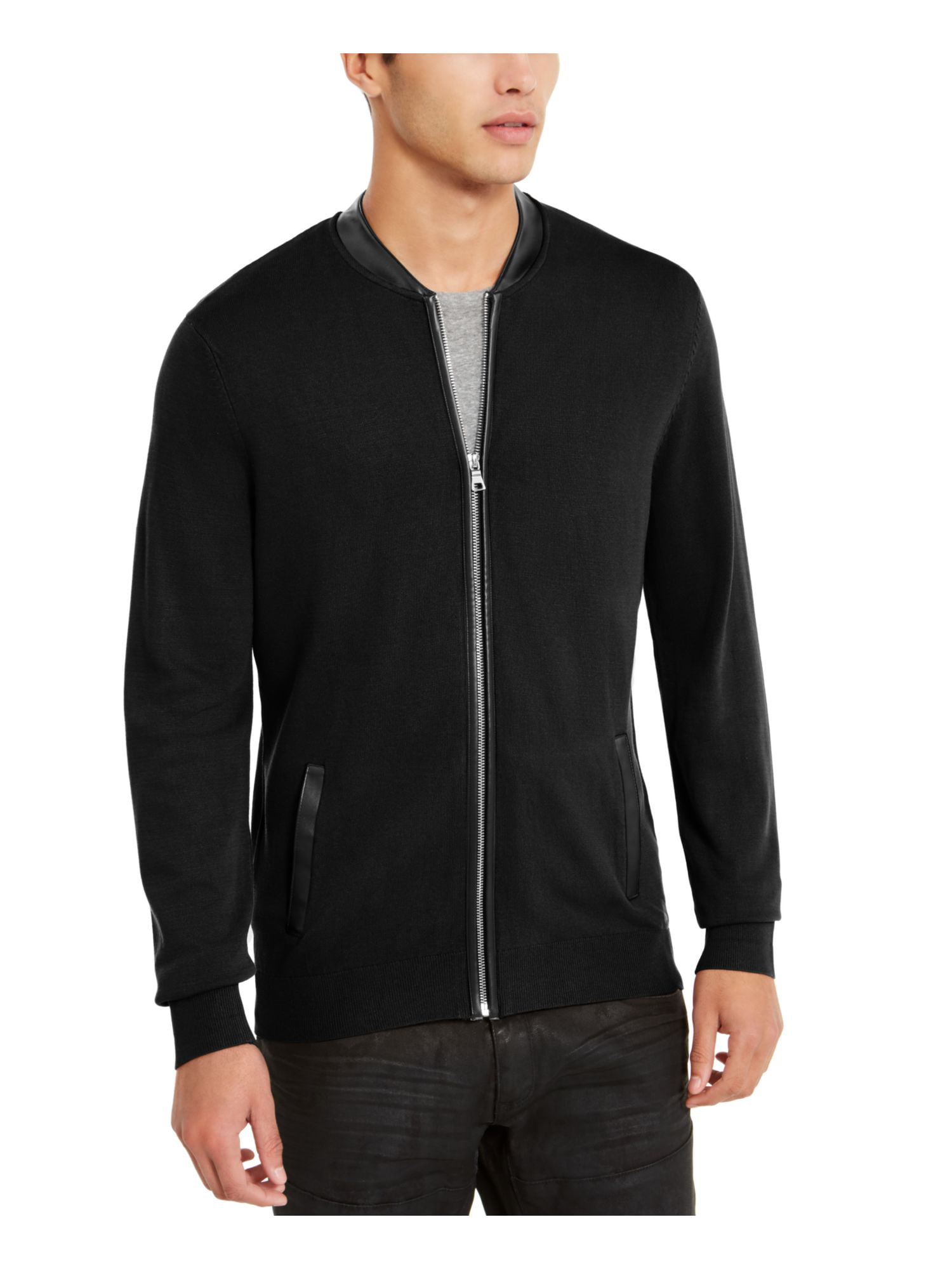 INC Mens Black Long Sleeve Classic Fit Full Zip Cardigan Sweater S ...