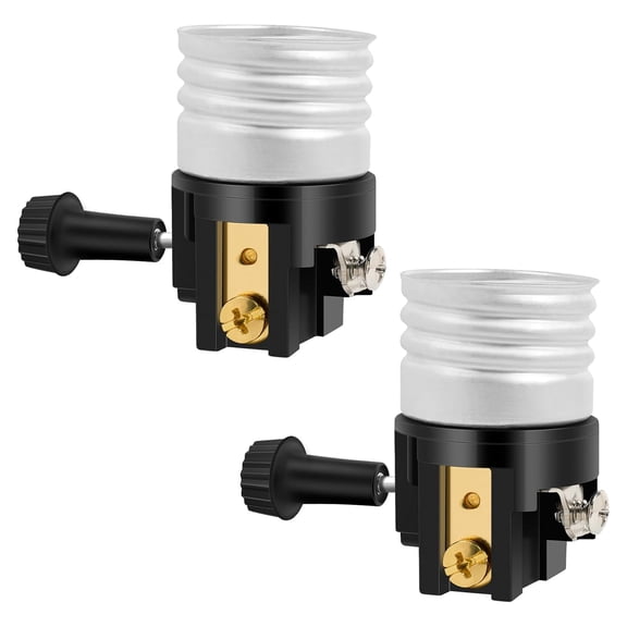 HIBIBUD E26 Light Socket,Lamp Socket Replacement with On/Off Switch Knob,Lamp Parts for Table Lamp,Floor Lamp (2 Pack)
