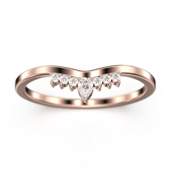 0.12ct Engagement Diamond Moissanite Ring 10K Rose GoldWedding Band