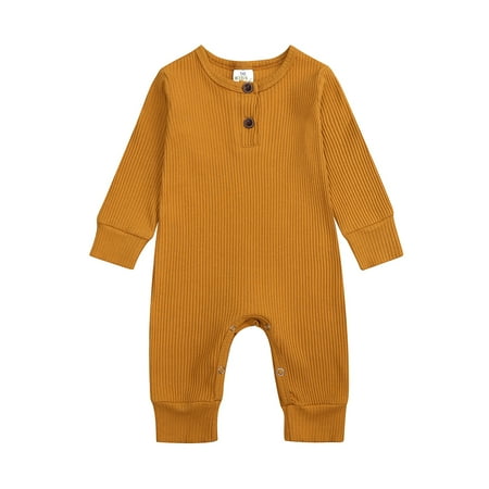 

Baby Boy Girl Solid Color Jumpsuit Romper Long Sleeve One Piece Jumpsuits Clothes Sets for 3-24M