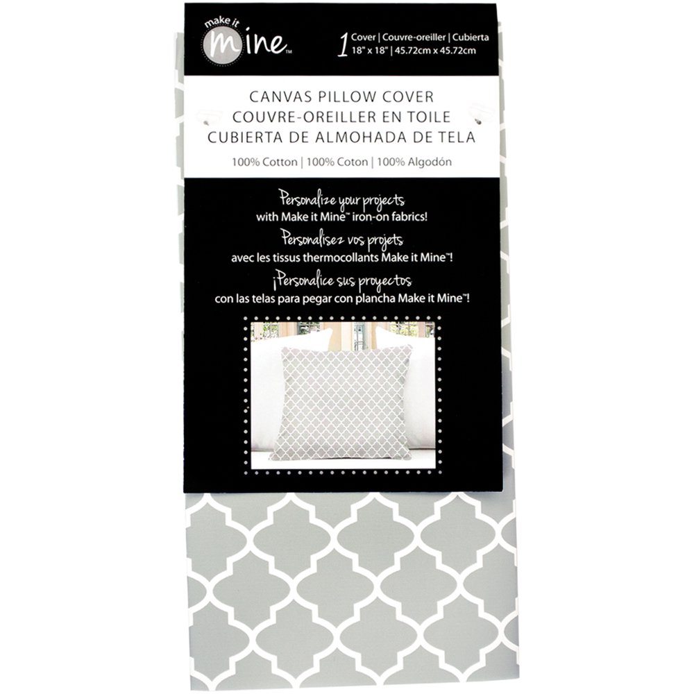 Canvas Pillow Cover 18" x 18" 1/Pkg Gray Quatrefoil