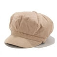 thumbnail image 4 of Women Men Unisex Newsboy Hat Cap Corduroy Beret Flat Oversize Loose Peaked Cap, 4 of 10