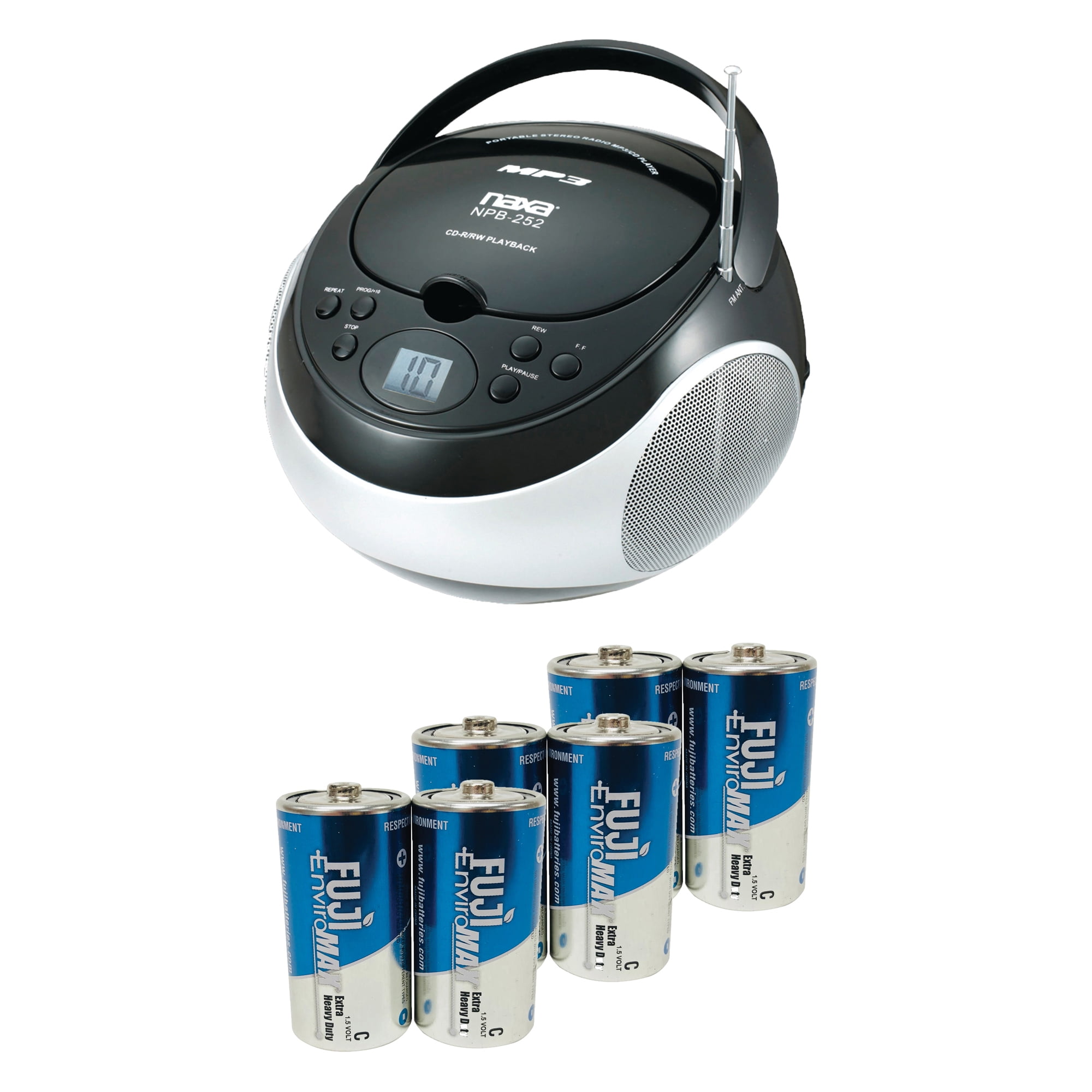 Naxa NPB252BK Portable CD/MP3 Players With AM/FM Stereo (Black) & Fuji