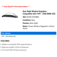 thumbnail image 2 of Rear Right Window Regulator - Compatible with 1999 - 2000 BMW 528i, 2 of 2