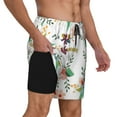 thumbnail image 2 of Bingfone Pretty Floral With Leaves for Men's Double Layer Swimming Trunks with Lining, Drawstring Style with Pockets Beach Shorts Men's Swimsuit-XX-Large, 2 of 6