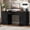 Black, variant on 58" Farmhouse Executive Desk with 4 Drawers & Charging Station, Office Computer Desk with File Drawer, Rustic Wooden Study Desk Workstation for Home Office