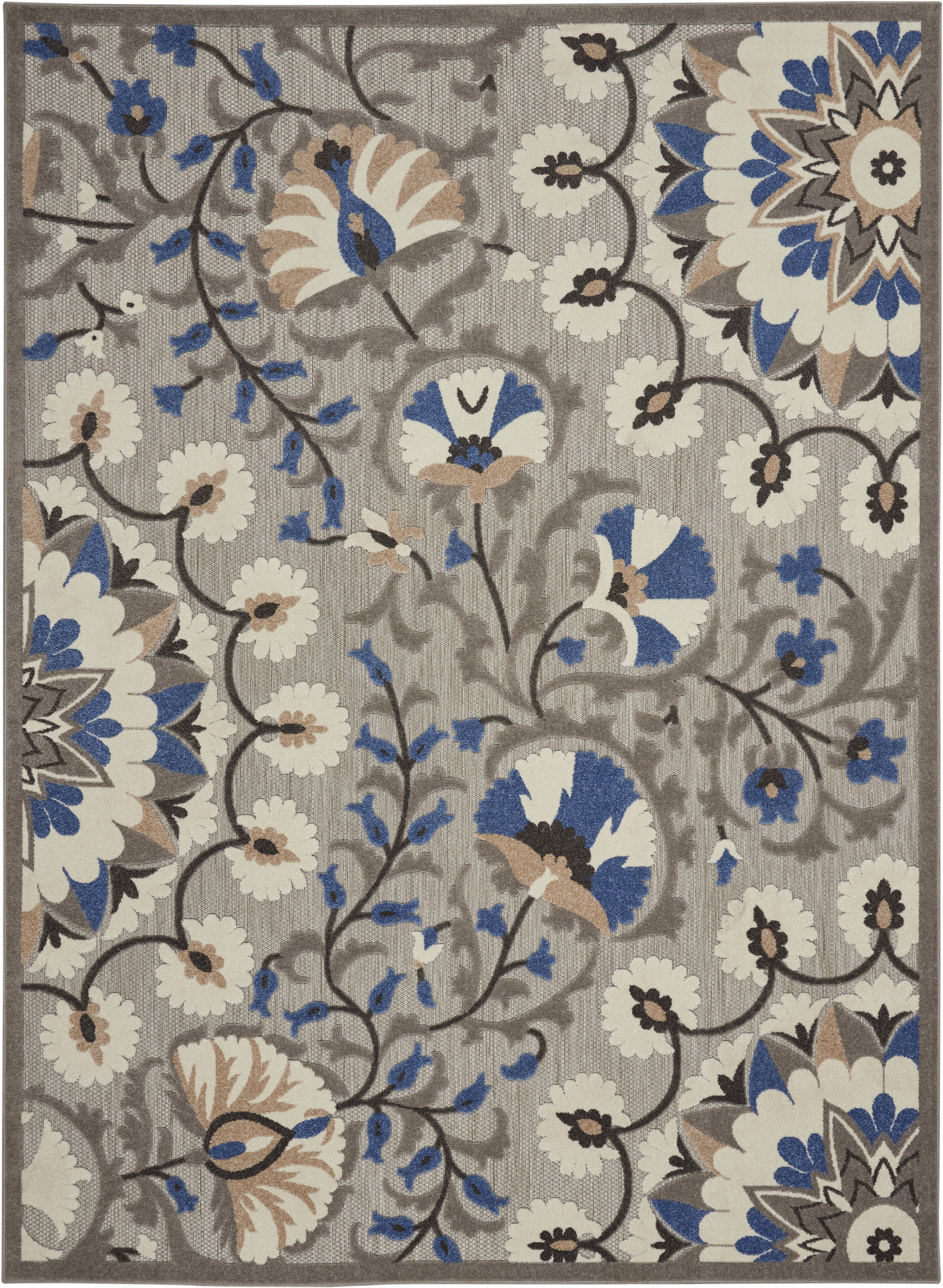 Nourison Aloha Indoor/Outdoor Grey/Multi 7'10" x 10'6" Area Rug, (8x11)