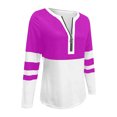 thumbnail image 2 of AKOEE Women 1/2 Zip Pullover Tops Colorblock Striped Long Sleeve S-3XL Lightweight Casual Tshirts Loose Fit, White L, 2 of 7