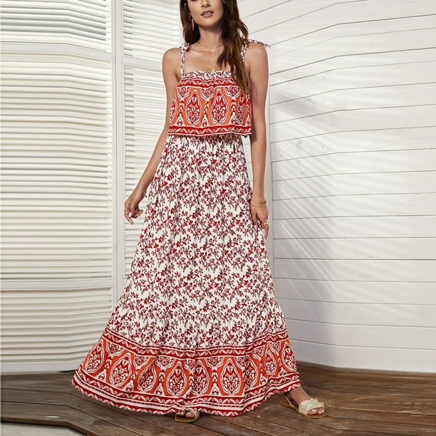 Moda mujer verano Casaul estampado Camis sin mangas vendaje