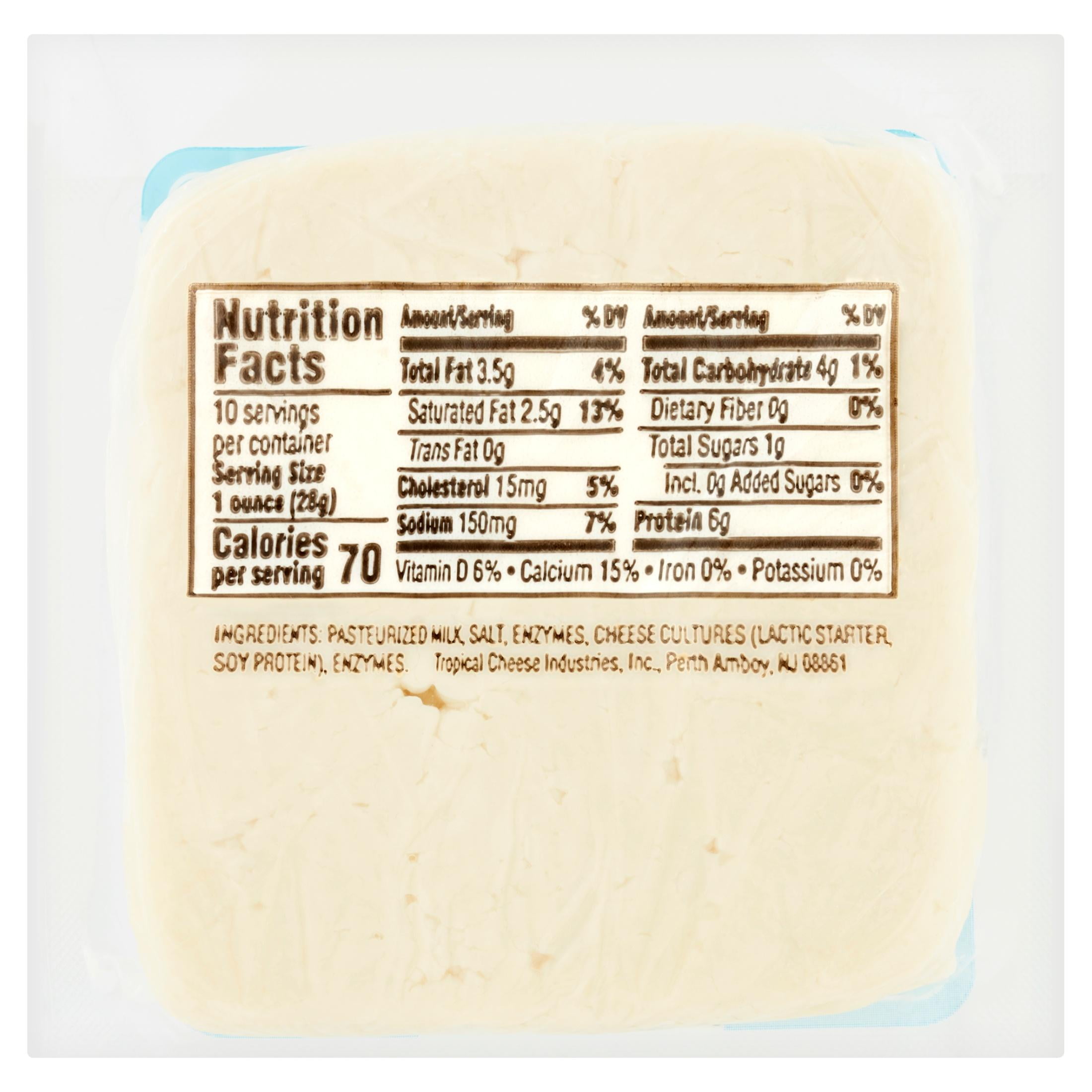 Tropical Queso de Freir, White Frying Cheese, 10 oz, rBST Free, Vacuum Packed