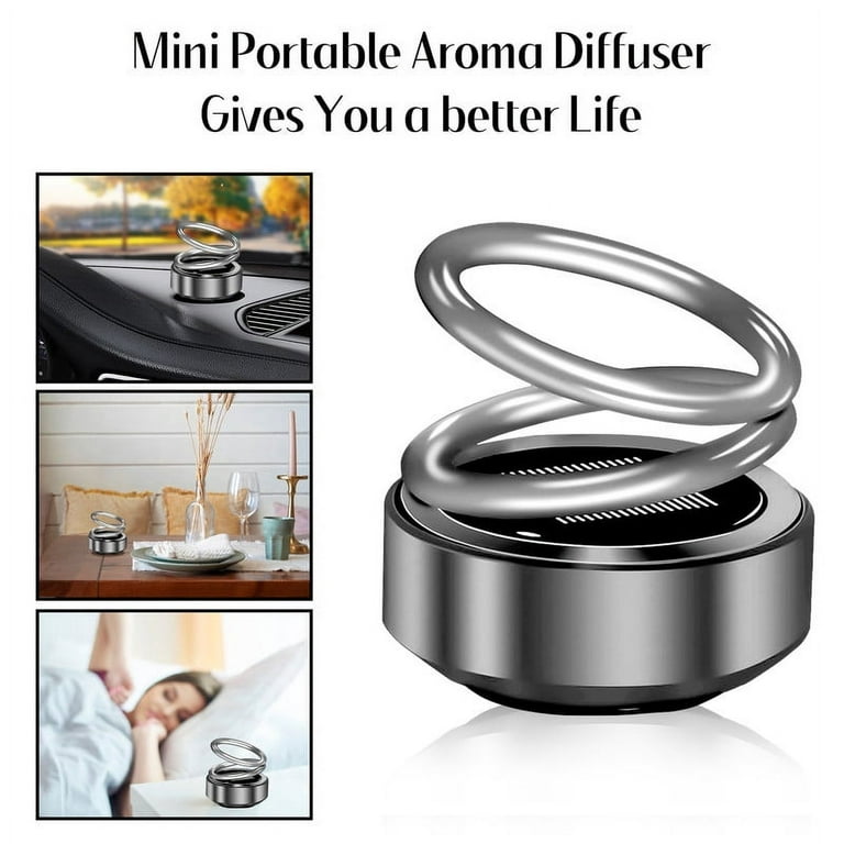 Portable Kinetic Mini Aroma Diffuser, Auto Rotating Solar Double Circle  Aroma Diffuser for Car & Household Office Bedroom Home (Red+Black)