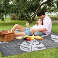 thumbnail image 4 of EastVita 9 X 18(actual size) ft Plastic Gray White Rectangular Beach Front Porches Patio Picnic RV Camping Garage Wide Leaves Modern Area Rug, 4 of 8
