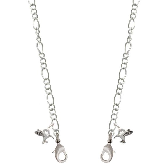 Silvertone Mini Hummingbird Silvertone Face Mask Necklace