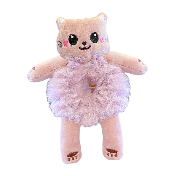 Lazos de pelo de felpa Decoración de pelo lindo de dibujos animados Dulce Gato púrpura Yuyangstore Corbatas elásticas
