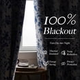 thumbnail image 2 of NICETOWN 100% Blackout Floral Curtains for Living Room, Room Darkening Grommet Farmhouse Thermal Insulated Window Drapes, Blue, 52"x84", 2 Panels, 2 of 7
