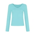 thumbnail image 4 of Camisa lisa de manga larga con cuello en V para mujer - Blusa ajustada para fiestas informales - Tallas S-XXL, 4 of 7