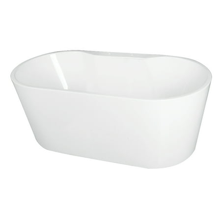 Kingston Brass VT7DE633023 63-Inch Acrylic Oval Double Ended Freestanding Tub with Drain in Glossy White
