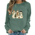 thumbnail image 6 of SYMOID Womens Christmas Green Snowman Print Sweatshirt, Loose Fit Crewneck Cotton Long Sleeve Holiday Apparel,Size 2XL, 6 of 6
