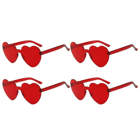 

4pcs Heart Glasses Frameless Glasses Party Favor Fourth Of July Accessories