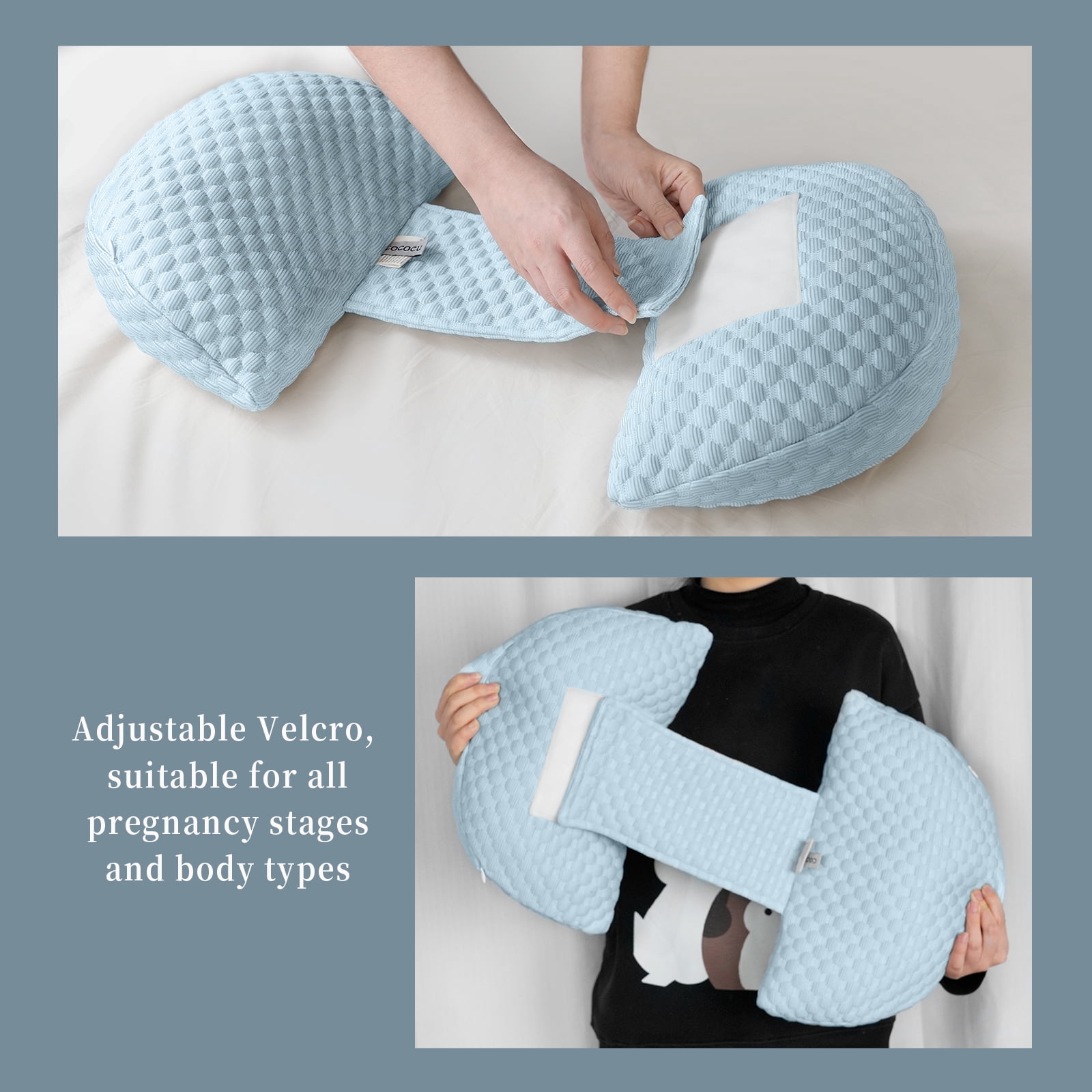Pregnant Women's Side Sleeping Pillow Adjustable Length Portable Maternity Pillow to Support Waist and Backside