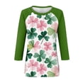 thumbnail image 4 of Dwralegc Women's St Patrick's Day Shirts 2026 Cute Fashion 3/4 Sleeve Four Leaf Clover Print Irish Clover Graphic Shirts Round Neck Casual Saint Patrick's Loose Fit Tunic Tops Blouses Army Green XL, 4 of 5