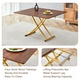 thumbnail image 5 of Space-Saving Adjustable Height Folding Table with X-Frame Metal Legs and Durable Wooden Top - 4 Versatile Forms for Small Spaces, Ideal for Coffee Dining and Living Room Use in Walnut Gold Finish, 5 of 9