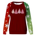bihdrety Sweatshirts Women Fashion Christmas Tree Print Color Long