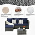 thumbnail image 3 of Aukfa Outdoor Patio Furniture Set - L shape Wicker Sectional Sofa with Coffee Table - Navy Blue Cushions, 3 of 8