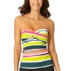 Anne Cole Women Swim Blue Medium Stripe Twist Bandeau Tankini Top $68