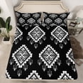 thumbnail image 2 of Western Aztec Bed Sheets Exotic Tribal Mexican Bohemian Sheet Set Black White Boho Aztec Bedding Set For Teen Men Geometric Fitted Sheet + Flat Sheet + 1 Pillow Case Twin, 2 of 5