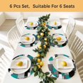 thumbnail image 5 of Modern Turquoise Grey Round 13 Inch Placemats Set of 6, Abstract Geometric Color Blocks HeatResistant Non Slip Place Mats for Dining Table, Wipeable Braided Kitchen Table Mats for Housewarming, 5 of 9