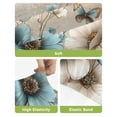 thumbnail image 4 of Teal Tulip Butterfly Bar Stool Covers Set of 4, Beige Turquoise Floral Vintage Rustic Stretch Bar Chair Covers with Backs, Removable Pub Counter Height Chair Cover for Kitchen Dining Room Cafe, 4 of 7