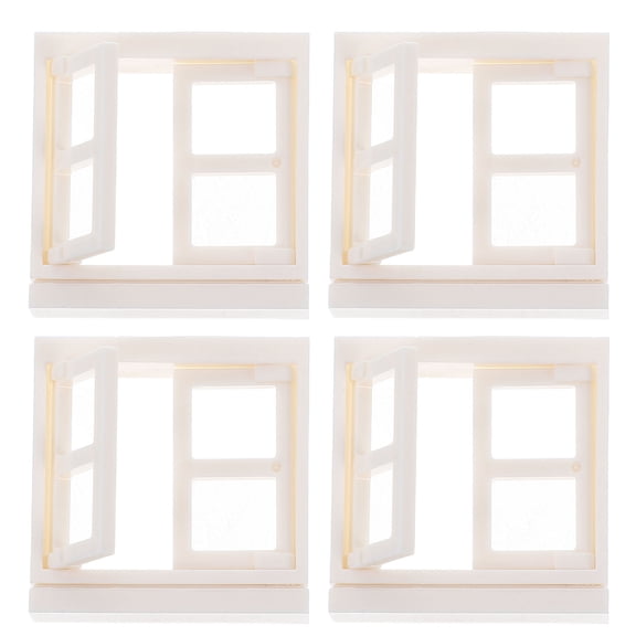 WORGEOUS  4 Pcs Little Mason Toys Mini Miniature Dollhouse Window Decor for Candies White