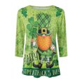 thumbnail image 4 of Hauts de Sortie Mode Femme T-shirt Imprimé Jour de la Saint-Patrick Manches 3/4 Blouse Col Rond Hauts Décontractés Hauts de Sortie pour Femmes Été en Liquidation, 4 of 4