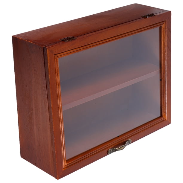 Vitrina vintage de sobremesa, soporte para pequeñas figuras, exhibidor de estatuas y modelos.