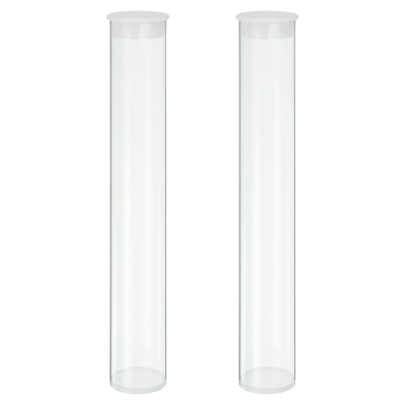 Uxcell Transparent Plastic Storage Tubes, 1 9/16" x 10" with Black Lid, 2 Set