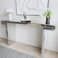 thumbnail image 3 of Silver Mirrored Console Table, 60 Inch Modern Entryway Table with Fluted Tempered Glass, Narrow Mirrored Sofa Table Behind Couch Foyer Hallway Tables for Living Room Entrance, 3 of 14