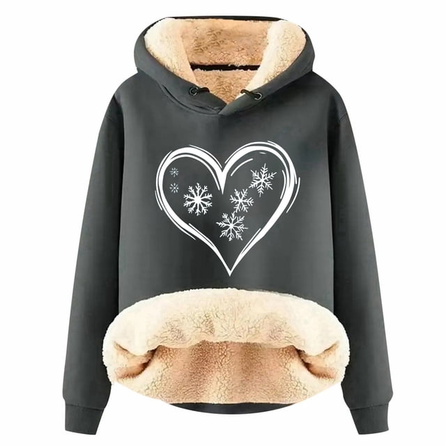 WILLBEST Sudadera Larga para Mujer Womens Casual Plus Velvet Christmas Snowman Series Printed Long Sleeve Hooded Sweatshirt X-Grande