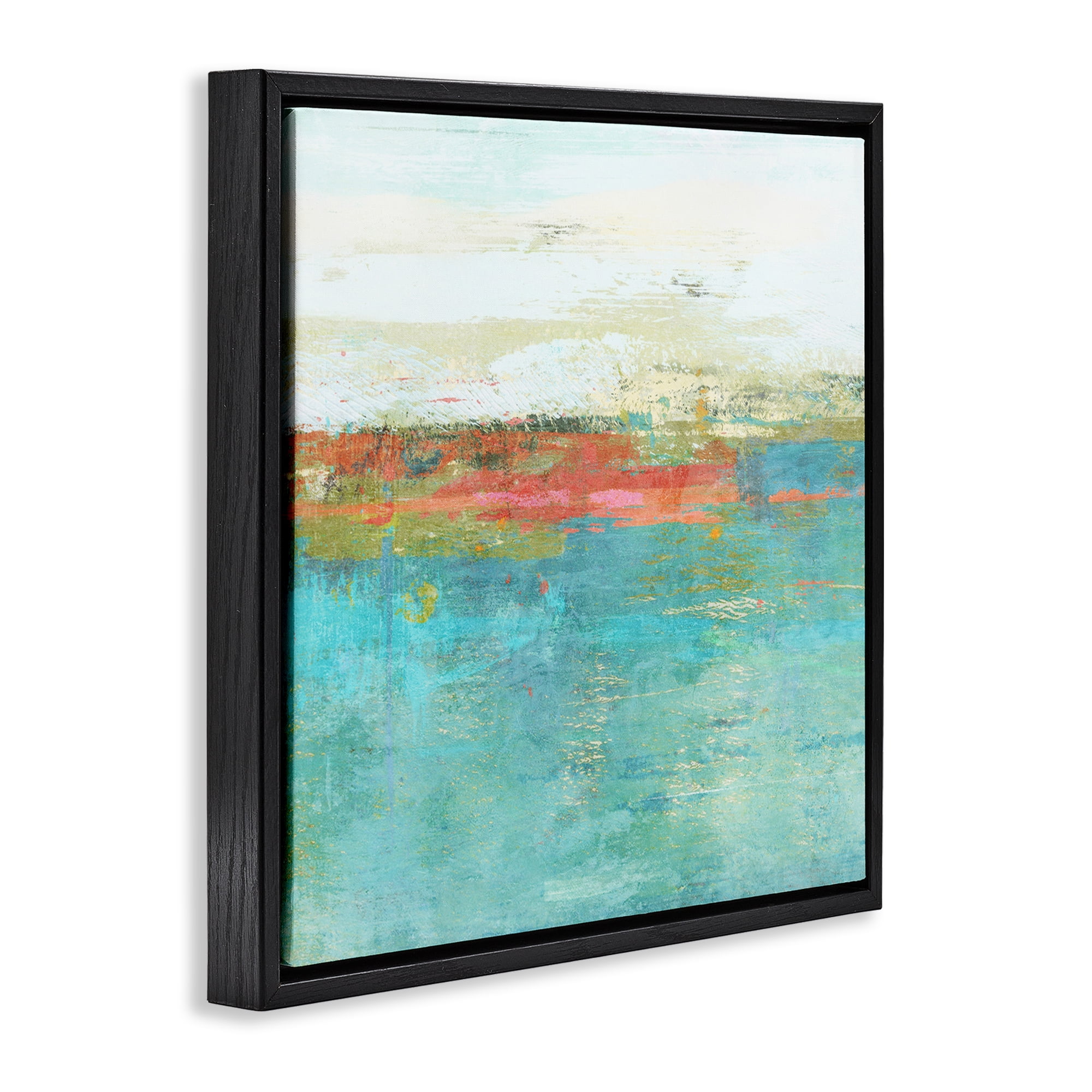 Stupell Industries Ocean Hues Abstraction Abstract Painting Black Floater Framed Canvas Art Print Wall Art, 25 x 25