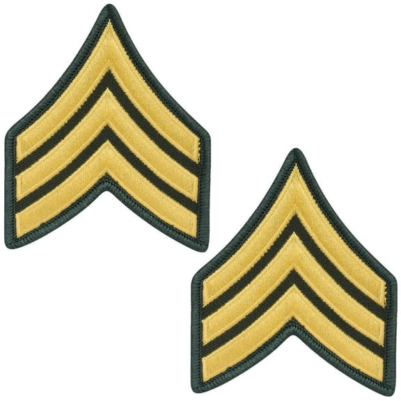 Army Sergeant E-5  Gold on Green Class A Pair