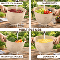 Colander Coated Sand Yellow 7 Quart Metal Colander with Wood Handle and Stable Base ...