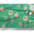 thumbnail image 2 of Soimoi Green Japan Crepe Satin Fabric Sunflower & Autumn Leaves Print Fabric by the Yard 42 Inch Wide, 2 of 3
