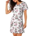 thumbnail image 2 of Gukieu Rose Flowers Print Women's Nightgown, A-line Round Neck Short-sleeved Nightgown Pajamas Home Wear Suitable for Home and Outing, 2 of 6