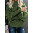 thumbnail image 2 of Alsol Lamesa Sweaters for Women Plus Size Ribbed Mock Neck Sweater Chunky Cable Knit Lantern Sleeve Knitted Pullover Sweater 3xl, 2 of 3