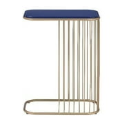 Contemporary Accent Table - Blue & Gold Finish - 13.0 - Elevate Elegance