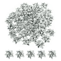 Uxcell 100 pack Small Star Gift Bows, Self-Adhesive Bows for Holiday Weddings Birthday Party Silver