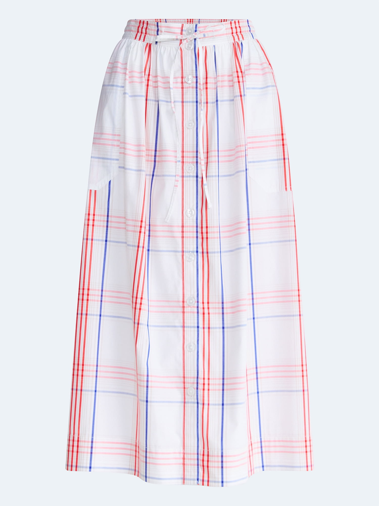Free Assembly Women's and Women's Plus Button-Front Cotton Maxi Skirt, Sizes XS-4X