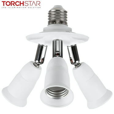 3-in-1 Light Socket Splitter, E26/27 Adapter Converter Bulbs Holder, 360° Adjustable 180° Bendable
