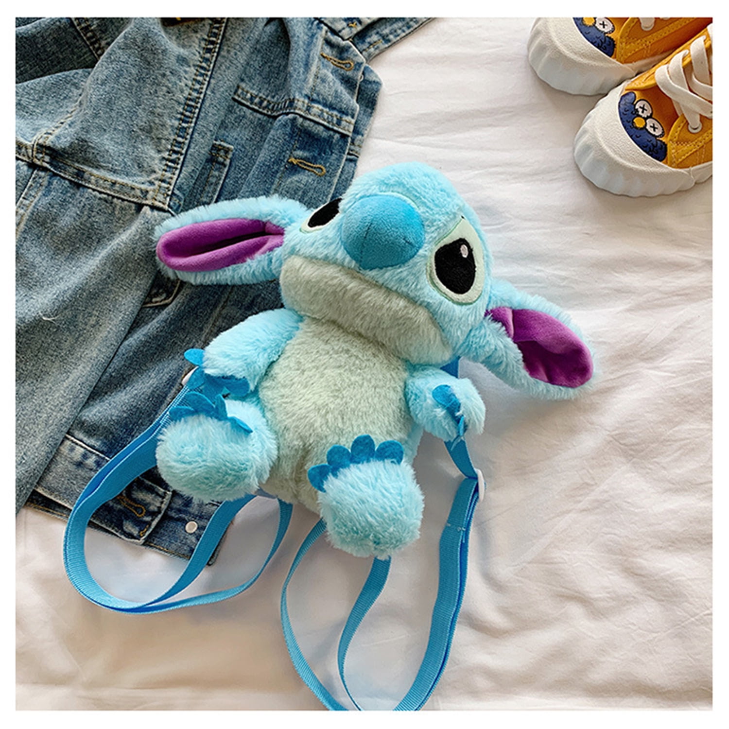 QingY Stitch Plush Backpack Anime Figure Stuffed Doll Kawaii Stitch Toys Children's Girls Boys Kindergarten School Bag, Kids Unisex, Size: One size